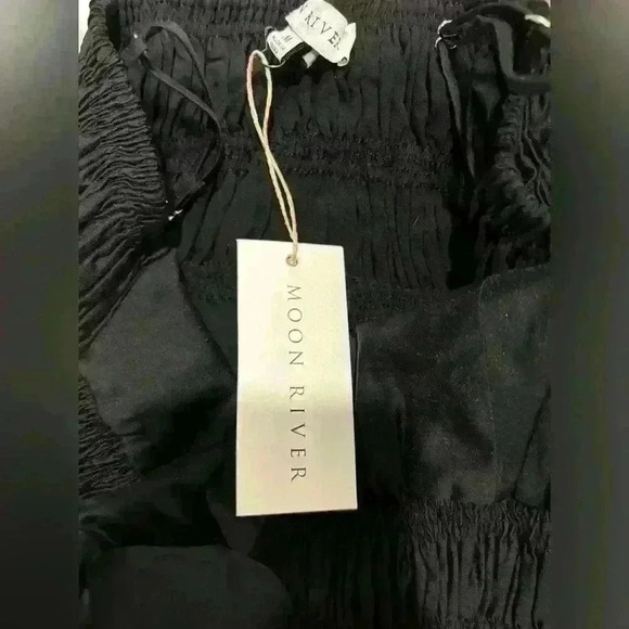 MOON RIVER Women's V Neck Sleeveless Shirred Maxi Dress Black New With Tags - Picture 8 of 8